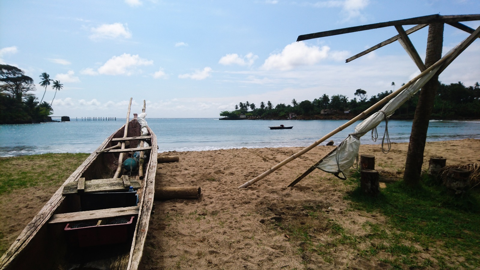 Fishing boat on a beach in São Tomé