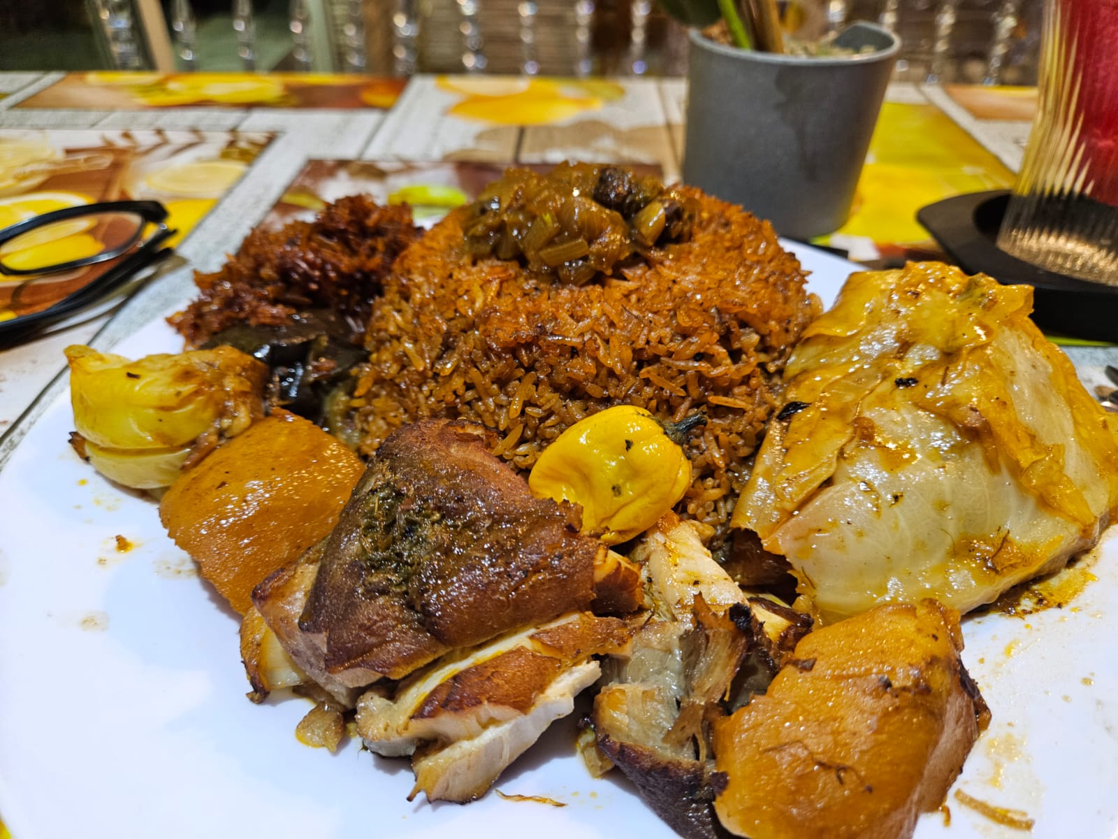 Plate of thiéboudiène in Senegal