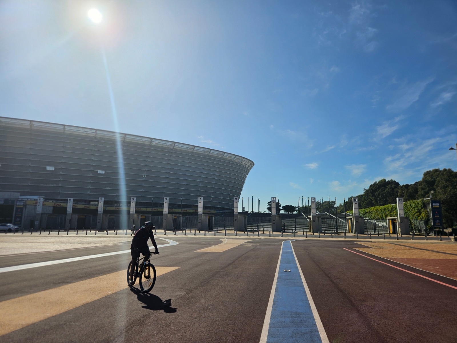 Cyclist near Cape Town Stadium