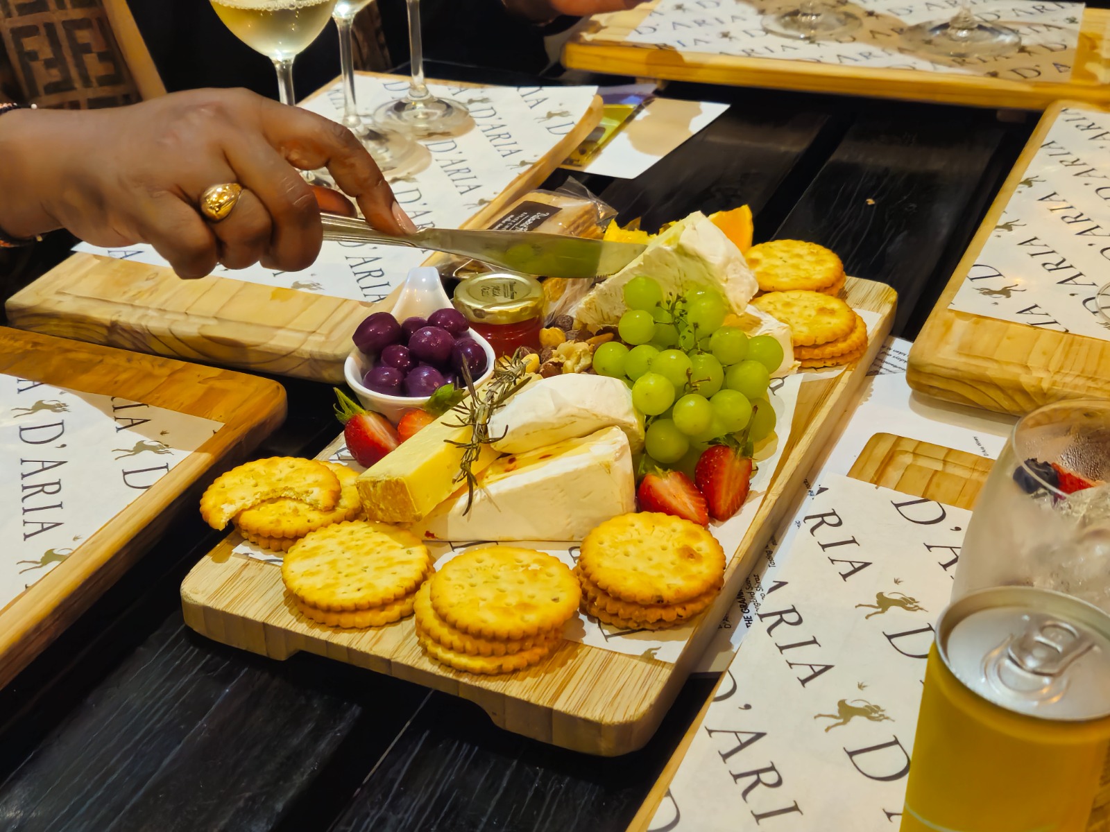 Wine tasting with cheese and grapes at Groot Constantia