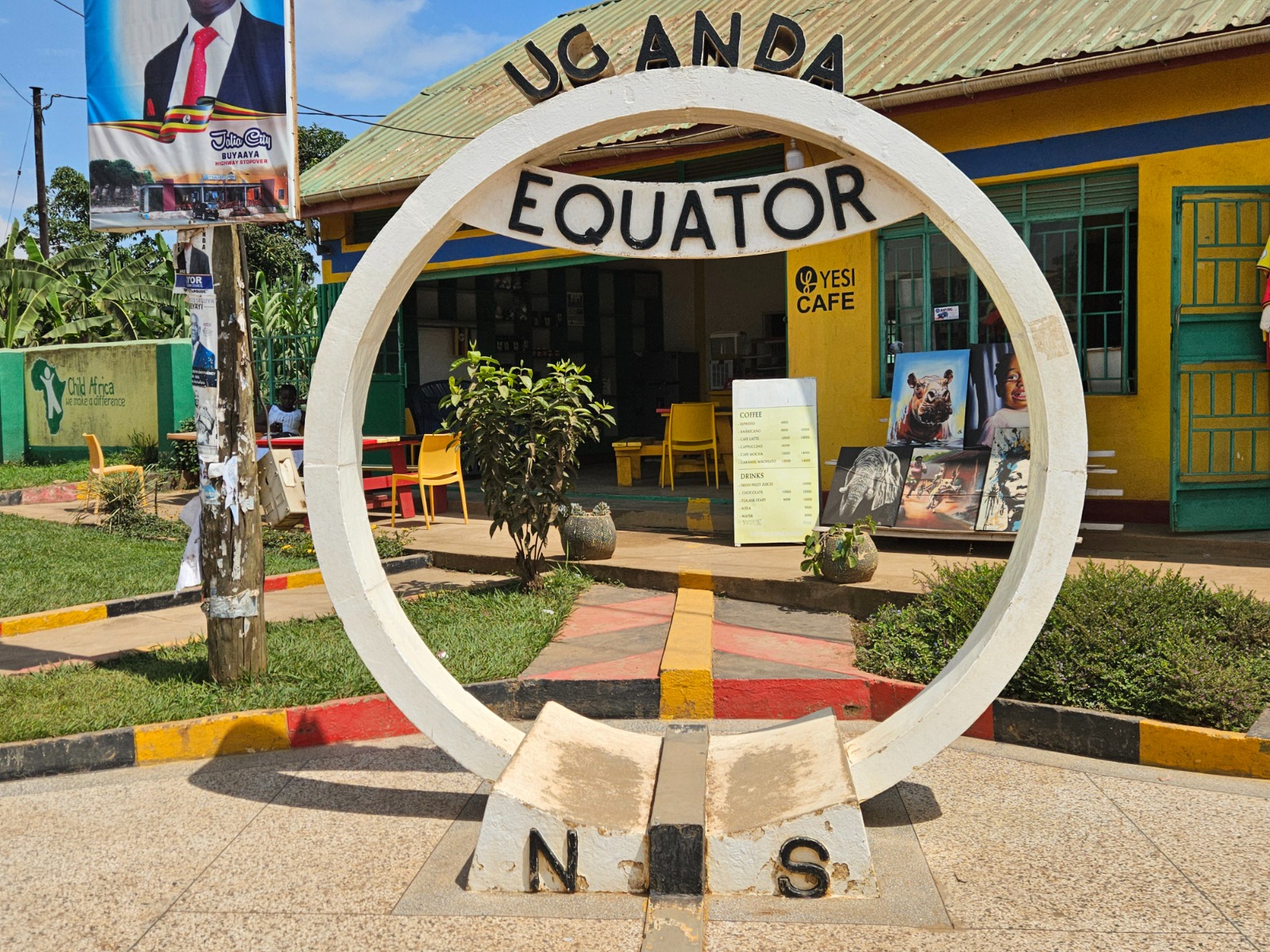 Equator line at Kayabwe in Uganda