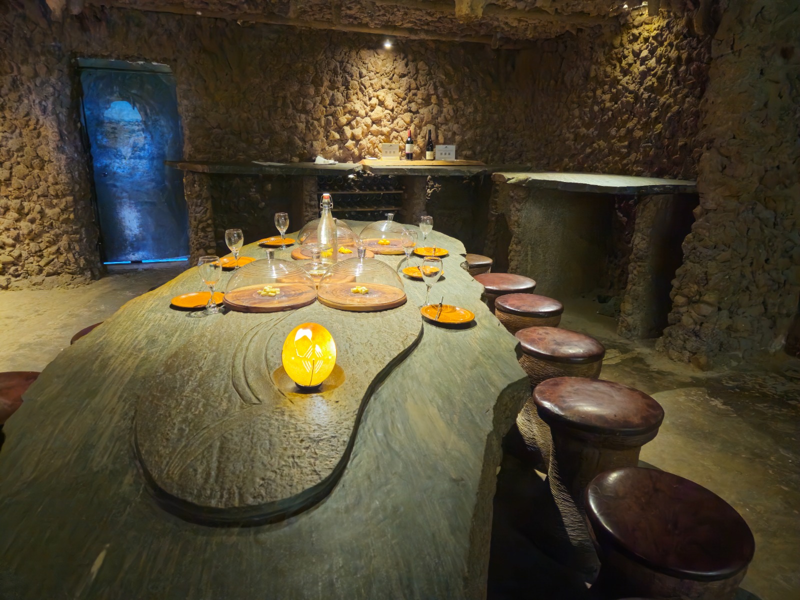 Wine cellar dining room at Chaminuka Lodge in Zambia